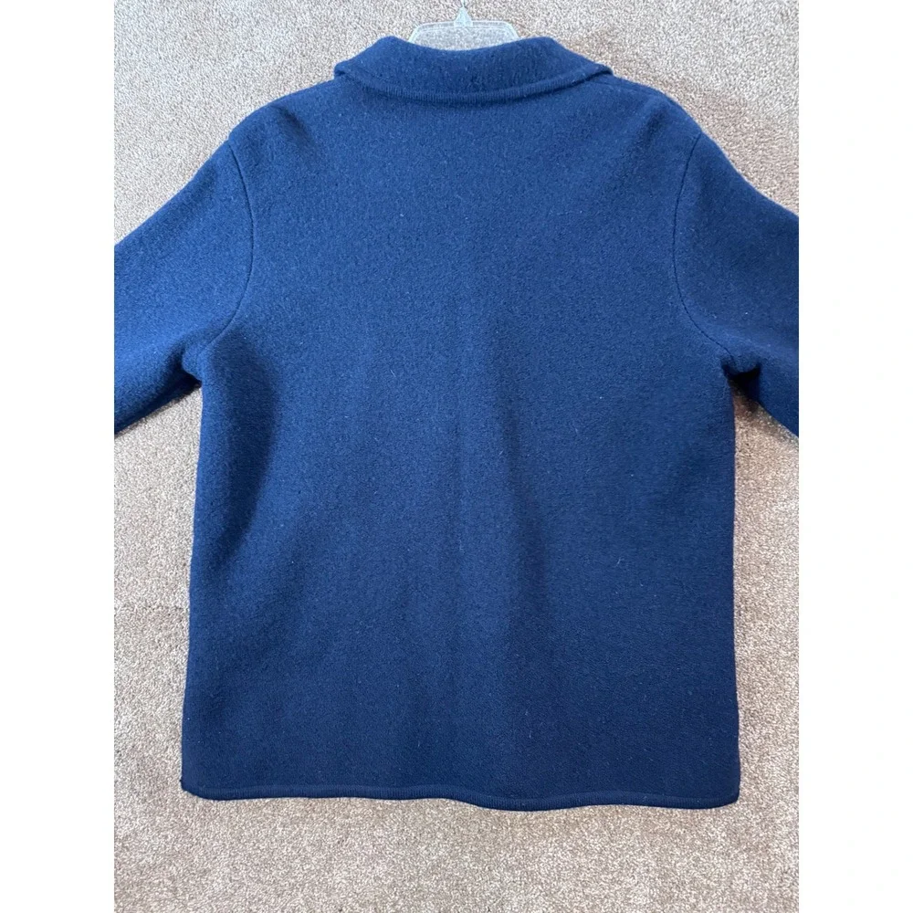 Talbots‎ Women Navy Blue Button Front Cardigan Sweater Large Collared Pockets